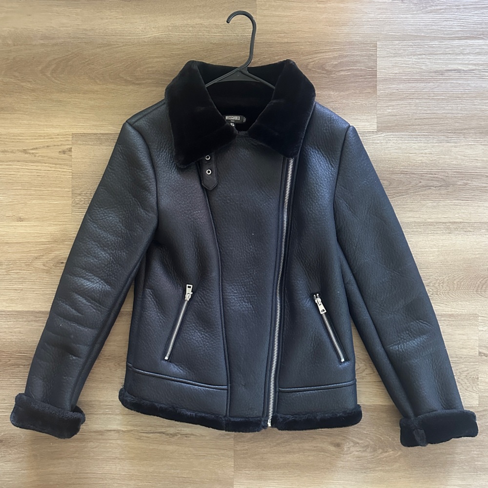 Missguided Fur Lined Aviator Coat